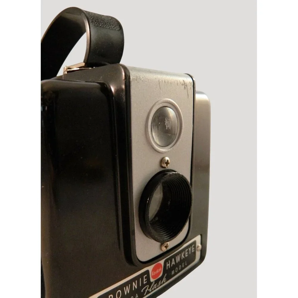 Vintage 1965 Kodak Brownie Hawkeye Camera Flash Model With Box Manual Untested